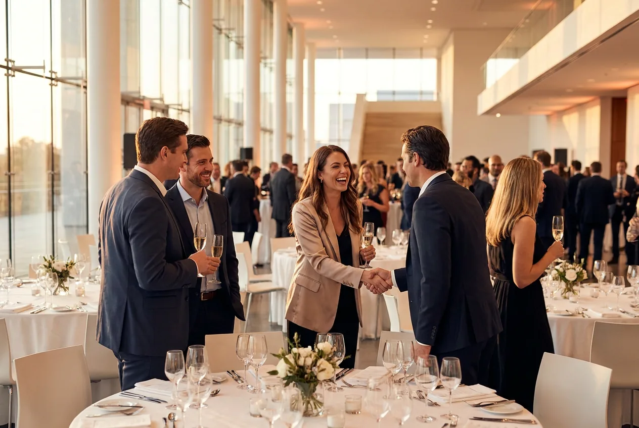 Business-Networking bei einer Firmenfeier